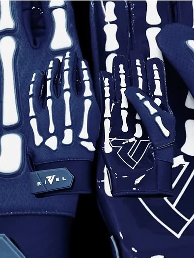 OG Reaper Bones Football Gloves (Black & White Bones) - Image 10